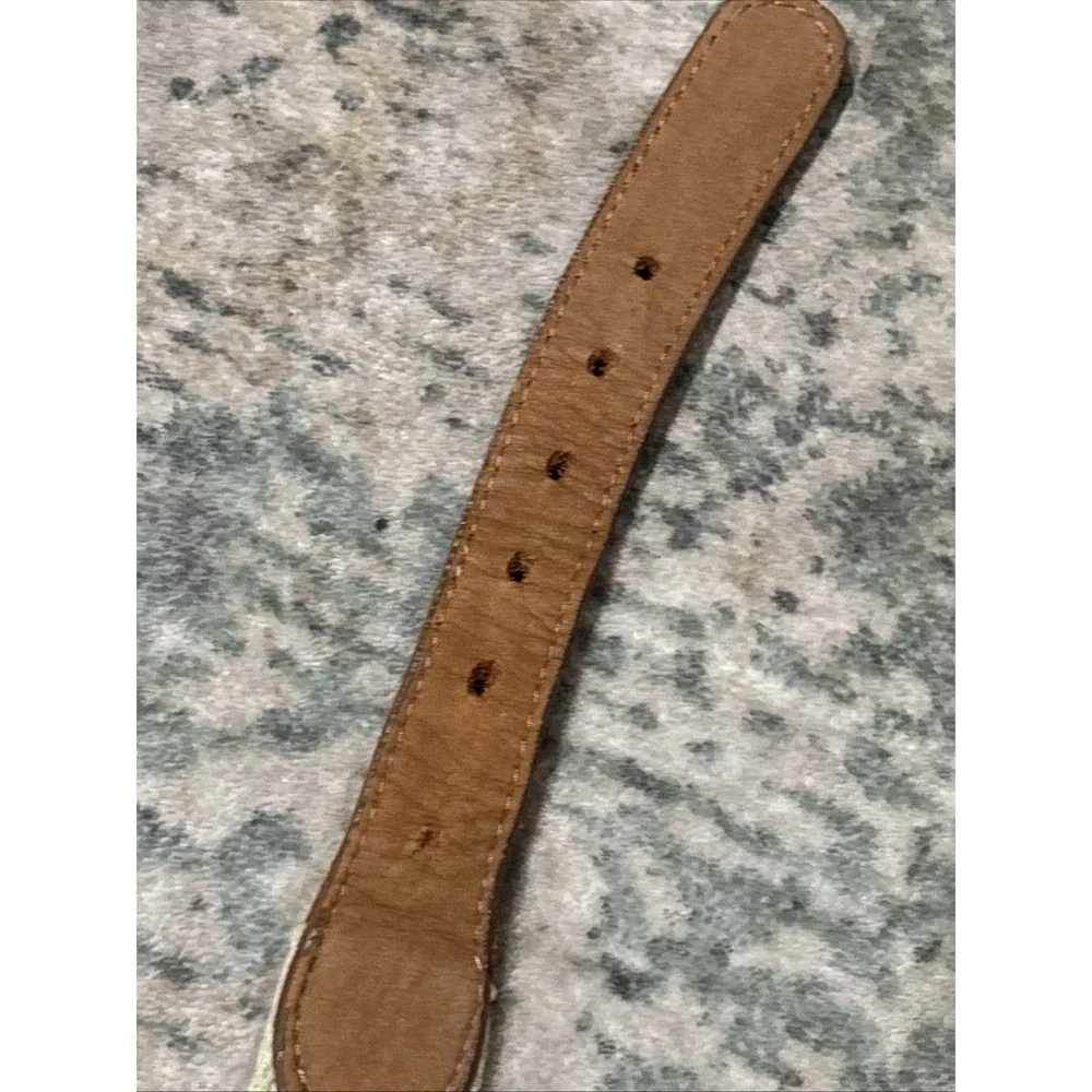 Guy Harvey Men's Woven Canvas & Leather Fish Belt Navy Size 44 Solid Brass